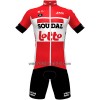 Set Fietsshirt + Korte Koersbroek 2022 Lotto Soudal Rood Wit